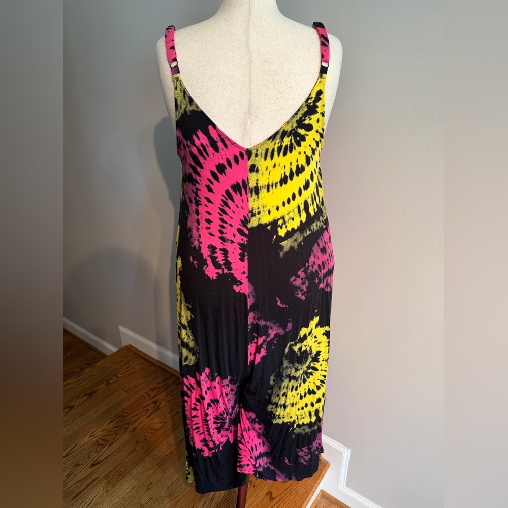 Torrid Black Pink/Yellow Tie Dye Super Soft Culotte Romper - Size 3 (22-24, 3X) - Picture 6 of 13